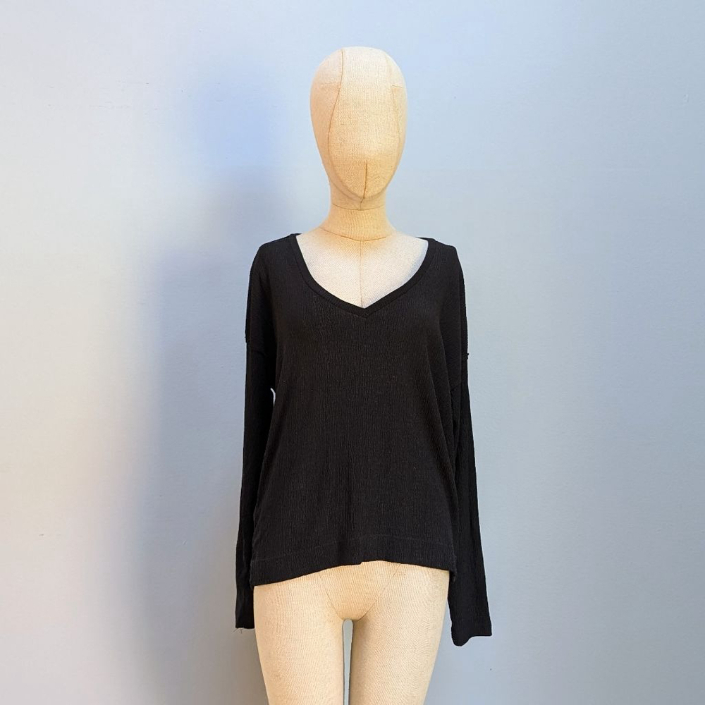 Anthropologie Black Long Sleeve Textured Top - Medium